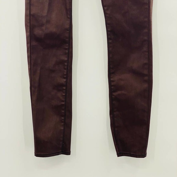 Cachè Deadstock Coated 4 Pocket Wine Skinny Strech Jeans Jegging Size 2 Wet Look - Picture 5 of 15